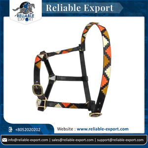 Halter de cuero de polo de caballo con herrajes Premium con variedad de acabado y cuero indio Premium - Product Image 2