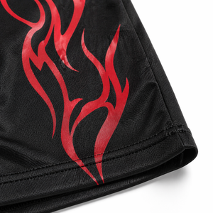 Pantalones Cortos Deportivos Casuales para Hombre, Personalizados, Negros, Estilo Urbano, OEM ODM, con Estampado de Llamas Rojas, Cintura Elástica, Corte Holgado - Product Image 5