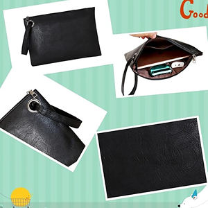 Womens Evening <b>Clutch</b> Purse Trendy PU Leather Wristlet Handbag Designer <b>Wedding</b> Party <b>Bag</b> Elegant <b>Black</b> Ladies <b>Clutch</b> <b>for</b> Events - Product Image 2