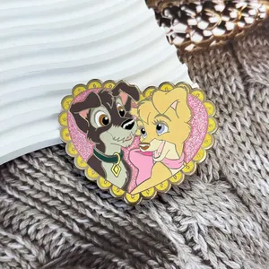 No Minimum Factory Custom Glitter Enamel Pin Cartoon Dog Metal Lapel Pin