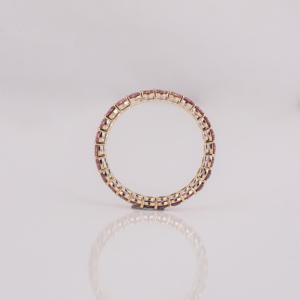 แหวนแต่งงานแบบเต็มวงประดับเพชรทรงกลมสีชมพูเคลือบทองคำ 18KT สุดหรูหรา ของขวัญแต่งงานสุดคลาสสิกสำหรับผู้หญิง - Product Image 4