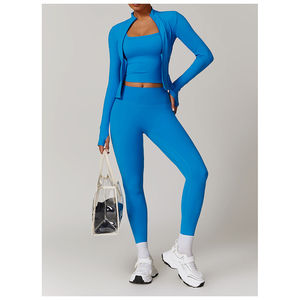 Conjunto Deportivo de Yoga de Otoño de 4 Piezas de Secado Rápido, Leggings de Fitness para Correr, a Prueba de Impactos, Cintura Alta, para Mujer, Ropa Deportiva para Gimnasio y Actividades al Aire Libre - Product Image 2