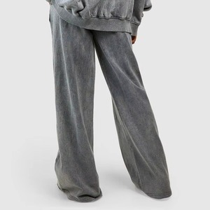 ชุดวอร์มสำหรับผู้หญิงเสื้อบอมเบอร์ยาวขาตรงผ้าคอตตอนปักลายแนววินเทจฟอกสี - Product Image 2