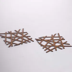 Salvamanteles de madera modernos de mediados de siglo, posavasos de madera cortados con láser resistentes al calor para platos calientes y bebidas, mesa decorativa - Product Image 4