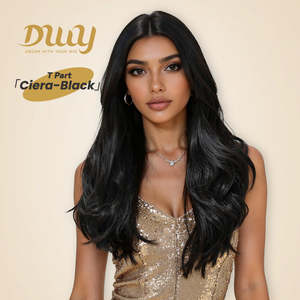 Ciera H-DWY Transparent Lace Front Long Wavy <b>Brown</b> Glueless Synthetic <b>Wig</b> Middle Part - Product Image 1