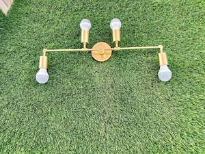 Calvin Handicraft Golden Brass 4 Light Polished Mid Century Industrial <b>Wall</b> Sconce <b>Bathroom</b> Light - Product Image 3