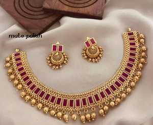 ÚLTIMO CONJUNTO DE JOYERÍA DEL TEMPLO DEL SUR DE LA INDIA TRADICIONAL Y DE MODA ANTIGUA Y CONJUNTO DE COLLAR DEL SUR DE COBRE PARA MUJERES NAD GIRLS - Product Image 3