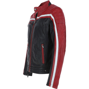 Chaqueta de Cuero para Motocicleta para Hombre - Chaquetas de Cuero Acolchadas Estilo Café Racer para Hombre - Product Image 3