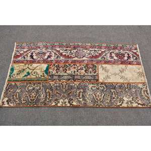 Tapis en laine turque Vintage éclectique 2.5x4.8ft rouge Beige classique grande surface Patchwork Design support en Latex pour décor de chambre de couloir - Product Image 3