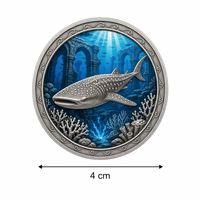 Pièce de monnaie ronde personnalisée de 1 once de Troye en cuivre fin 999, motif requin baleine en relief 3D imprimé UV, thème Corail de ruine sous-marine, objet de collection, cadeau