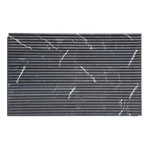 Panneau mural en marbre noir cannelé minimaliste, mince, type Alexandre Black, pierre naturelle de Turquie, vente en gros - Product Image 4