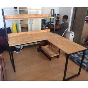 COD68047 L-Shaped Gaming <b>Computer</b> Desk Portable Adjustable Height Integrated Bookshelf for <b>Office</b> Use Hotels Made Durable Metal - Product Image 6