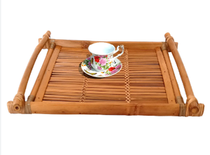 Flourish Plateau de table basse en bois massif et bambou sculpté à la main à un étage pour hôtels et restaurants Cadeau promotionnel - Product Image 2