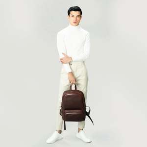 Mochila Philos Vintage de Cuero Genuino Marrón con Protección RFID, Cierre de Cremallera, Forro de Poliéster, Estilo Elegante para Invierno y Verano - Product Image 2