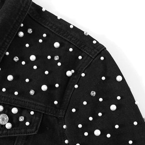 Nouvelle arrivée Veste en jean personnalisée pour homme avec strass Coupe ajustée Style streetwear Veste en jean avec strass - Product Image 3