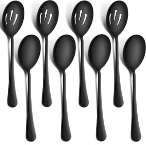 Cuchara de acero espejado Juegos de cubiertos 8 piezas Negro Mate Pulido Proveedor al por mayor Lavavajillas Artesanía segura - Product Image 1