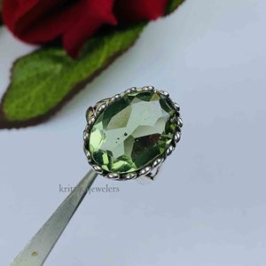925 Sterling Silver Unisex <b>Ring</b> Natural <b>Peridot</b> Gemstone Oval Cut Bezel Setting Bohemian Style Wedding Engagement Party - Product Image 3