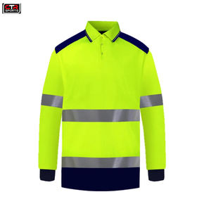 2024 Suministro directo de fábrica de alta visibilidad Amarillo Manga larga Reflectante Manga completa Seguridad Hombres Polos - Product Image 3