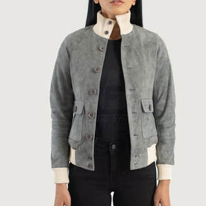Veste en daim pour femme, hiver, col montant, design tricoté - Qualité supérieure, écologique, respirante, pour le streetwear et les voyages - Product Image 2