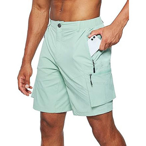 Pantalones cortos Cargo digitales gris oscuro para hombre, precio al por mayor, tela Original 100%, logotipo bordado personalizado, patrón sólido, tejido no tejido - Product Image 3