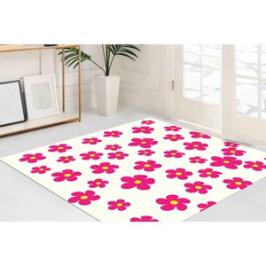 พรมดอกไม้สีชมพู, พรมพิมพ์ลาย, พรมพฤกษศาสตร์, พรมนุ่มและหนา, พรมเนื้อนุ่มแบบไม่ทอ - Product Image 1
