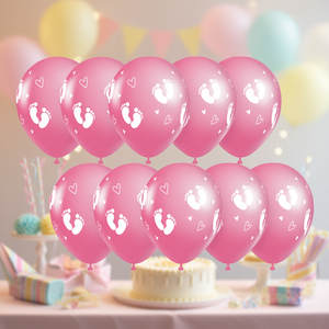 Ballons de fête fuchsia Huella, lot de 12, pour décoration de baby shower - Product Image 3