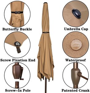 NOWENSOL 10ft Patio Outdoor Table Umbrella with Push Button Tilt Crank / Sturdy Ribs / Fade Resistant with <b>Solution</b> Dyed Fabric - Product Image 2