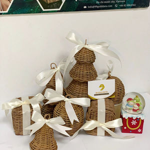 NATURAL RATTAN BELL CHRISTMAS ORNAMENT HANDWOVEN <b>WICKER</b> HOLIDAY DECOR WHOLESALE FROM VIETNAM - Product Image 6