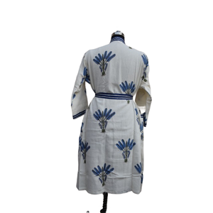 Kimono algodón waffle bata mujer verano frente abierto ropa de dormir bata playa vestido - Product Image 5