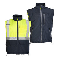 Chaqueta Cortavientos 4 en 1, Transpirable, Reversible, Reflectante, de Alta Visibilidad, para Seguridad Vial, Unisex, Formal, de Invierno, con Cuello Alto