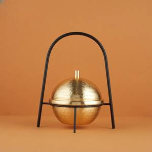 New Arabic Style Khajoor Pots Disposable Metal Date <b>Bowl</b> Golden Finish Black Stand for Home <b>Serving</b> Middle East Chocolate Date - Product Image 1