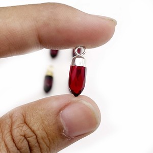 Natural Garnet Spike <b>Pendant</b> Faceted 5x13mm Gemstone 925 Sterling Silver with Gold Electroplated Vintage Style Single Bail Charm - Product Image 3