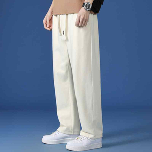 OEM Cotton Men's Sweatpants <b>Plus</b> <b>Size</b> Wide Leg Pants Elastic Waist Drawstring Casual Loose Fit Cotton <b>Black</b> Sweatpants - Product Image 2