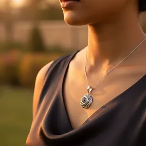 925 Silver Rhodium Plated <b>Black</b> Onyx Pendant for Women Religious Geometric Solitaire Bezel Setting Everyday Wear Jewelry - Product Image 1