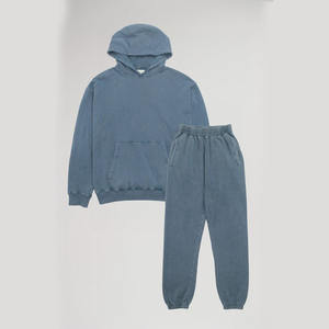 ชุดวอร์มสองชิ้นของผู้ชายออกแบบได้ตามต้องการมีฮู้ดประดับพลอยเทียมปักลายและกรดซักได้ - Product Image 5