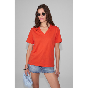 ETHIQUET SHEANE Women's 100% Organic Cotton <b>V</b>-<b>Neck</b> Comfort Fit <b>T</b>-<b>Shirt</b> - Product Image 3