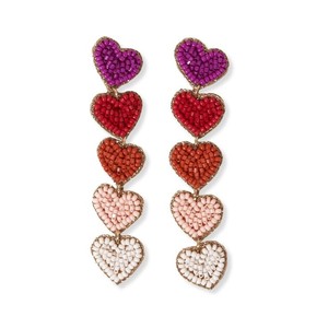 Handmade Seed Beads Triple Heart Drop <b>Earrings</b> Trendy Unisex <b>Holiday</b> Party Valentine's Day Gifts India - Product Image 2