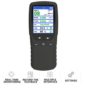 Monitor de Calidad del Aire Interior Multigas AEK-Tech DM106A, TVOC, HCHO, AQI, PM1 y Humedad, Clasificación IP54, Batería de 1500 mAh, Pantalla LCD a Color de 2.8 Pulgadas - Product Image 3