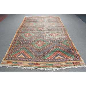 Tapis Kilim vintage, tapis turc 5,8x9,8 pieds, tapis persan en laine bleue - Product Image 1