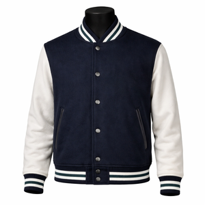 Nouvelle mode, vente en gros, veste varsity pour hommes, sur mesure, bicolore, mélange de laine, veste de baseball avec boutons pression sur le devant - Product Image 1