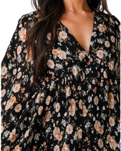 Le fournisseur indien le mieux noté Robe imprimée florale noire à la mode pour femmes à vendre en quantité suffisante - Product Image 3