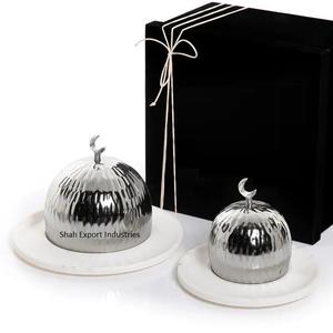 Tazón de Servir de Metal y Mármol de Lujo Moderno Hecho a Mano para Chocolates, Dátiles y Frutos Secos, Apto para Lavavajillas, para Hoteles y Restaurantes - Product Image 1