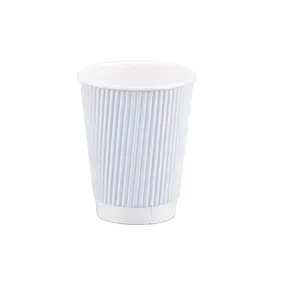 Genuine Exporter Widely Selling Disposable Quality White Ripple Wall 12 Oz Capacity Paper Cups for Household Usage