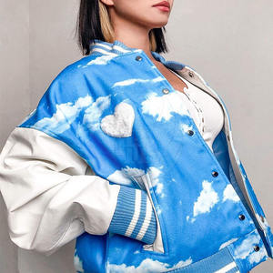 แจ็คเก็ตบอมเบอร์สไตล์วาร์ซิตี้ผ้าฝ้ายฟลีซ  ปักลาย  ไซส์ใหญ่  ระบายอากาศได้ดี  แบบต่อผ้า  สีตามสั่ง  สำหรับฤดูหนาว - Product Image 4