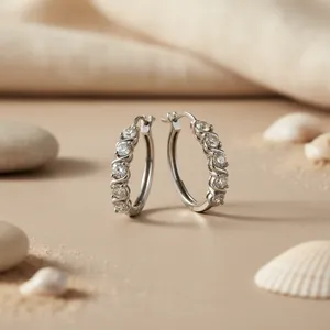 Pendientes de Aro de Plata 925 con Circonita Cúbica para Uso Diario de Mujeres - Product Image 1