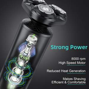 Rasoir Électrique Rotatif Sans Fil pour Homme, Utilisation Humide et Sèche, Rechargeable, Tondeuse à Pattes IPX7 pour le Visage, Idéal Voyage, Affichage Lumineux - Product Image 6