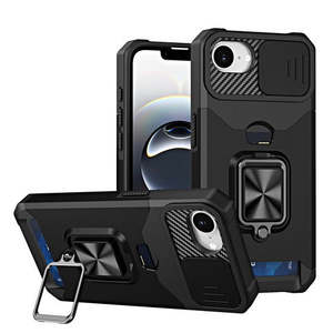 iPhone 16E 2025 iPhone 17E <b>Magnetic</b> Kickstand W/ Sliding <b>Camera</b> Cover Card Slot - Product Image 1