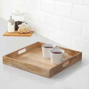 Planche de service carrée en bois faite à la main assiette sans danger pour les gâteaux Desserts apéritifs plateaux décoratifs - Product Image 1