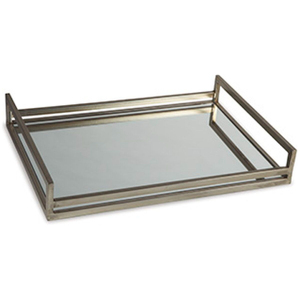 Plateau décoratif rond en métal doré avec miroir et motif grec, élégant plateau de rangement pour la décoration de la maison et les cadeaux - Product Image 4