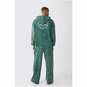 Chándal con capucha de algodón 100% de gran tamaño con detalle de costura cuadrada bordado y técnicas de cuentas Estilo Vintage para invierno - Product Image 2